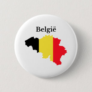 Badge Rond 5 Cm Drapeau de la carte de Belgique (néerlandais)