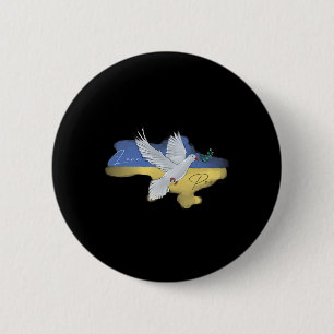 Badge Rond 5 Cm Drapeau de la colombe de la paix ukrainienne Coule