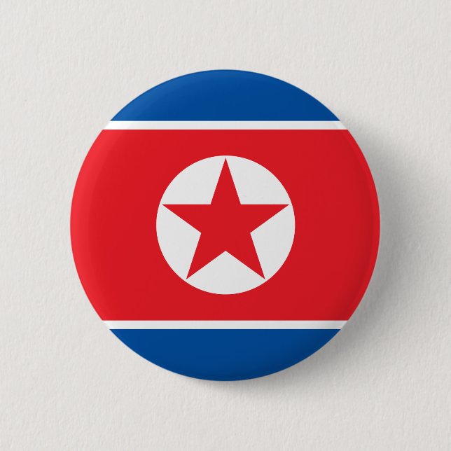 Badge Rond 5 Cm Drapeau de la Corée du Nord (Devant)