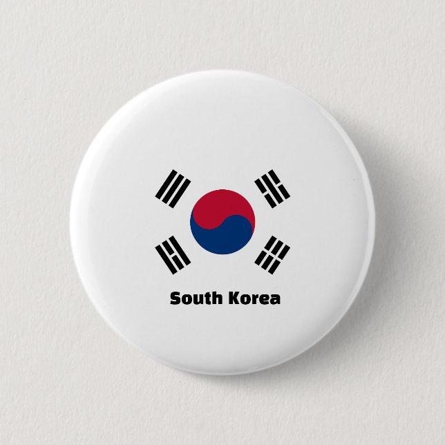Badge Rond 5 Cm Drapeau de la Corée du Sud (Devant)