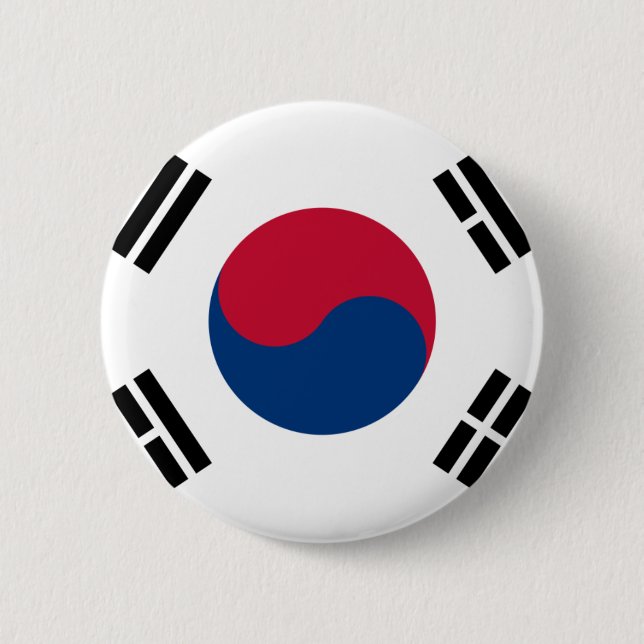 Badge Rond 5 Cm Drapeau de la Corée du Sud (Devant)