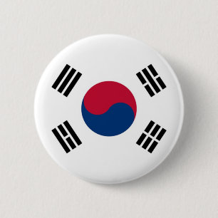 Badge Rond 5 Cm Drapeau de la Corée du Sud sur le Pin/insigne de