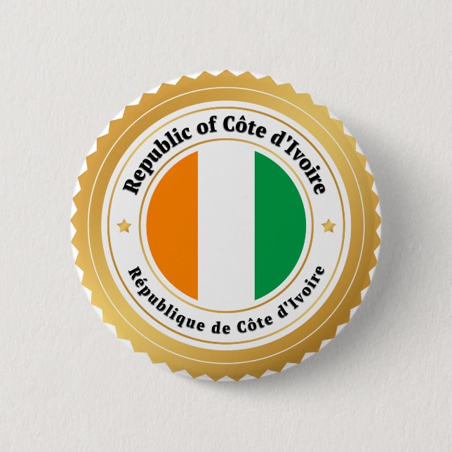 Badge Rond 5 Cm Drapeau de la Côte d'Ivoire (Devant)