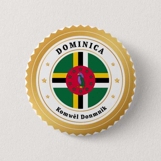 Badge Rond 5 Cm Drapeau de la Dominique (Devant)