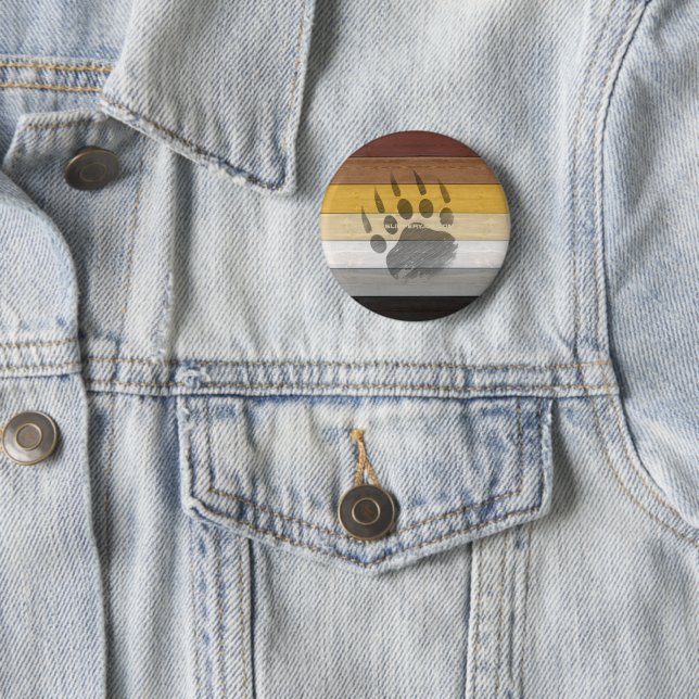 Badge Rond 5 Cm drapeau de la fierté de l'ours de SlipperyJoe's te (En situation)