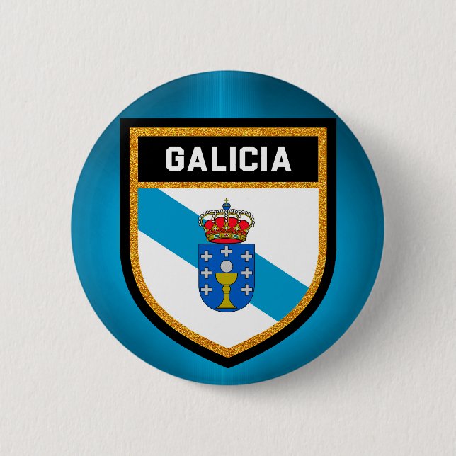 Badge Rond 5 Cm Drapeau de la Galicie (Devant)
