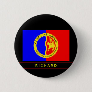 Badge Rond 5 Cm Drapeau de la Nation Comanche Autochtone Autochton