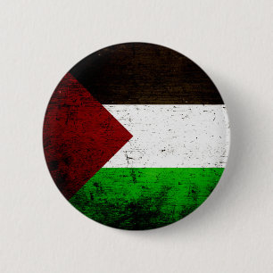 Badge Rond 5 Cm Drapeau de la Palestine Grunge Noir