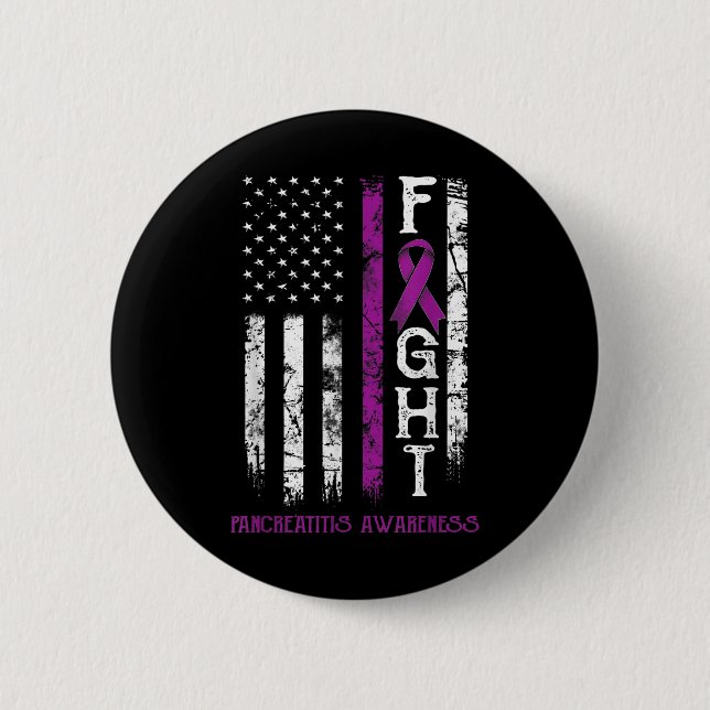 Badge Rond 5 Cm Drapeau de la Pancréatite Warrite Us (Devant)