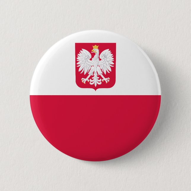 Badge Rond 5 Cm Drapeau de la Pologne (Devant)