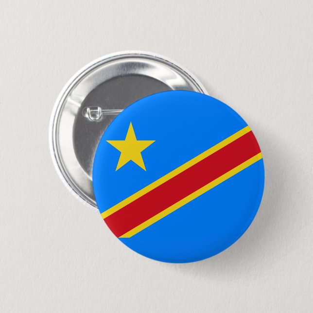 Badge Rond 5 Cm Drapeau de la RD Congo (Devant & derrière)