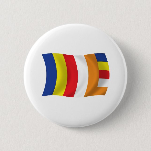 Badge Rond 5 Cm Drapeau de la religion bouddhiste Bouton (Devant)