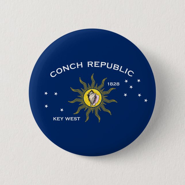 Badge Rond 5 Cm Drapeau de la République de Conch, Drapeau de Key  (Devant)