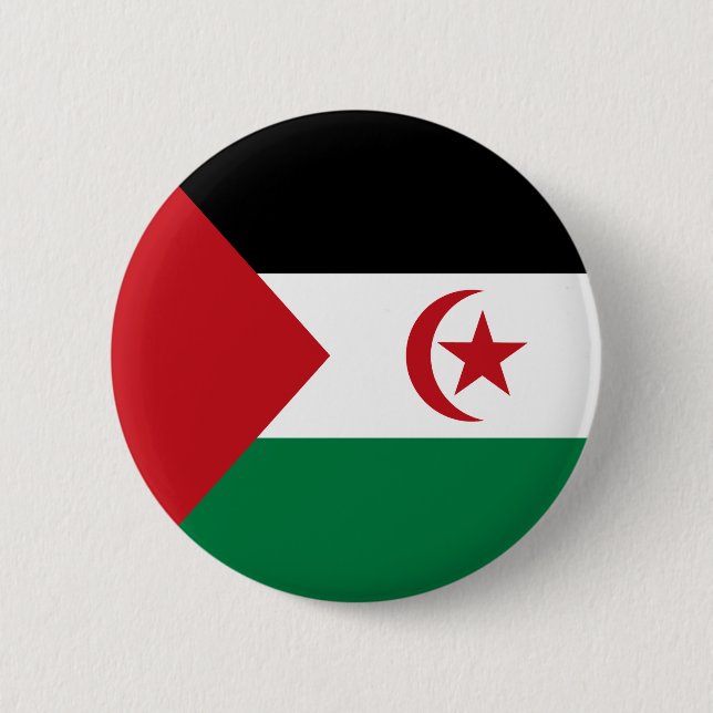 Badge Rond 5 Cm Drapeau de la République démocratique arabe sahrao (Devant)