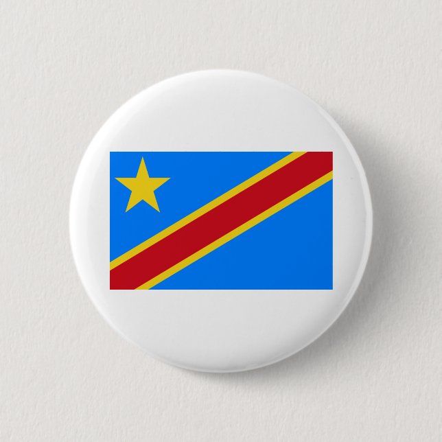 Badge Rond 5 Cm Drapeau De La République Démocratique Du Congo (Devant)