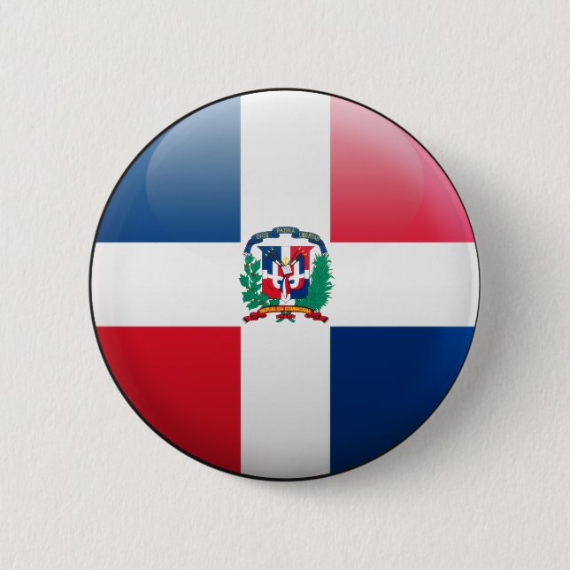 Badge Rond 5 Cm Drapeau de la République Dominicaine (Devant)