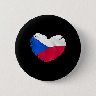 Badge Rond 5 Cm Drapeau de la République tchèque en forme de cœur