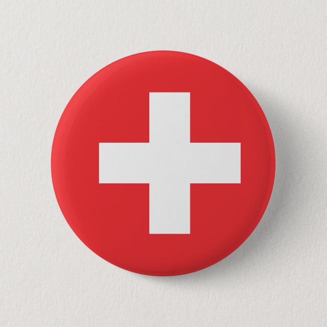 Badge Rond 5 Cm Drapeau de la Suisse (Devant)
