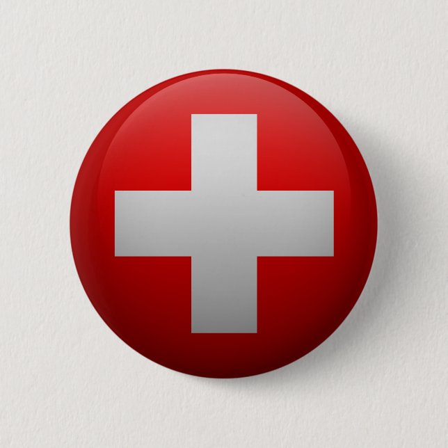 Badge Rond 5 Cm Drapeau de la Suisse (Devant)