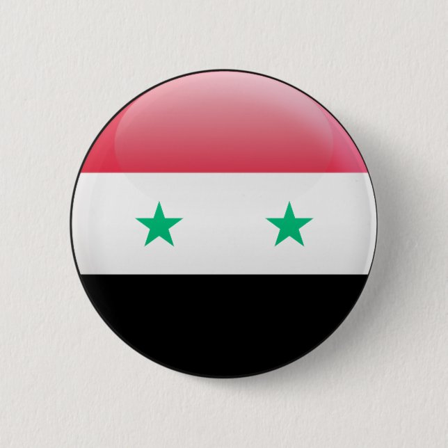 Badge Rond 5 Cm Drapeau de la Syrie (Devant)