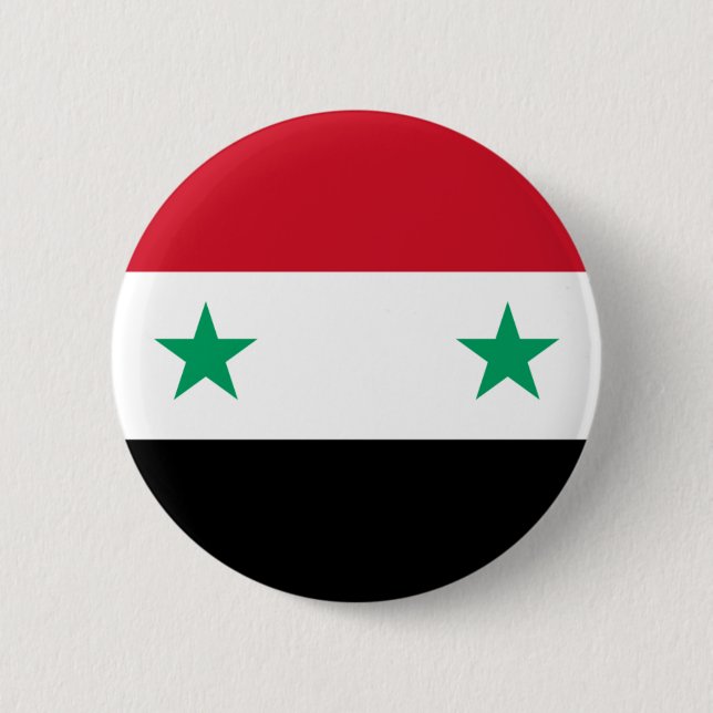 Badge Rond 5 Cm Drapeau de la Syrie (Devant)