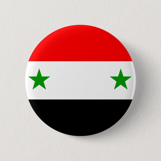 Badge Rond 5 Cm Drapeau de la Syrie (Devant)