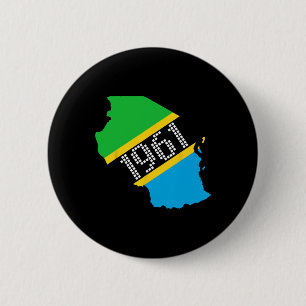 Badge Rond 5 Cm Drapeau de la Tanzanie 1961