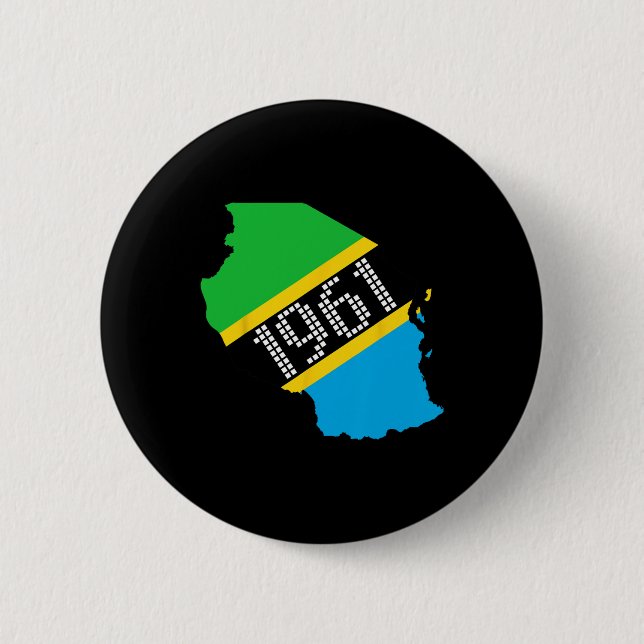 Badge Rond 5 Cm Drapeau de la Tanzanie 1961 (Devant)