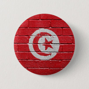 Badge Rond 5 Cm Drapeau de la Tunisie
