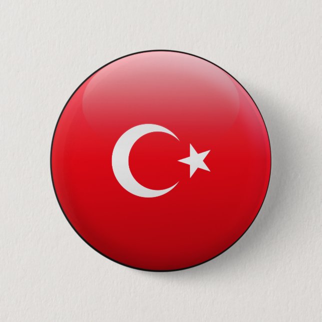 Badge Rond 5 Cm Drapeau de la Turquie (Devant)