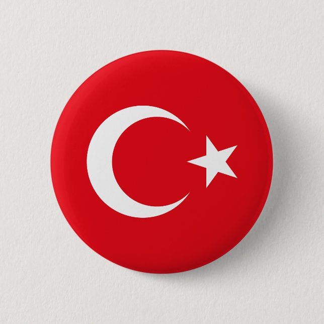 Badge Rond 5 Cm Drapeau de la Turquie (Devant)