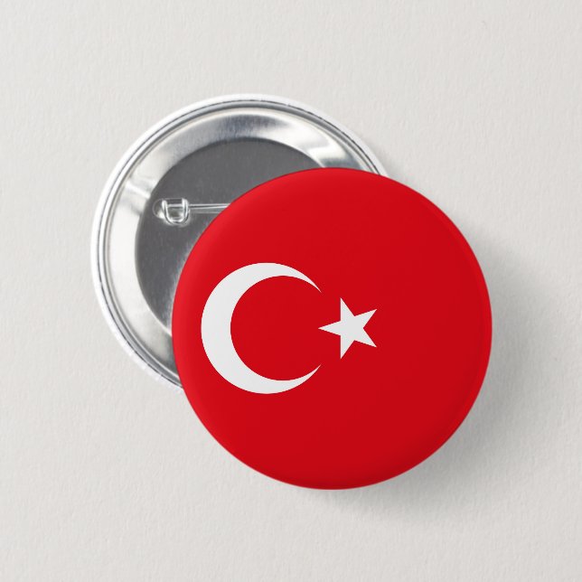 Badge Rond 5 Cm Drapeau de la Turquie (Devant & derrière)
