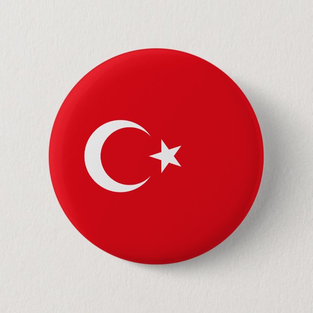 Badge Rond 5 Cm Drapeau de la Turquie (Devant)