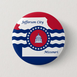 Badge Rond 5 Cm Drapeau de la ville de Jefferson, Missouri Pinback