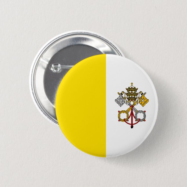 Badge Rond 5 Cm Drapeau de la ville du Vatican (Devant & derrière)