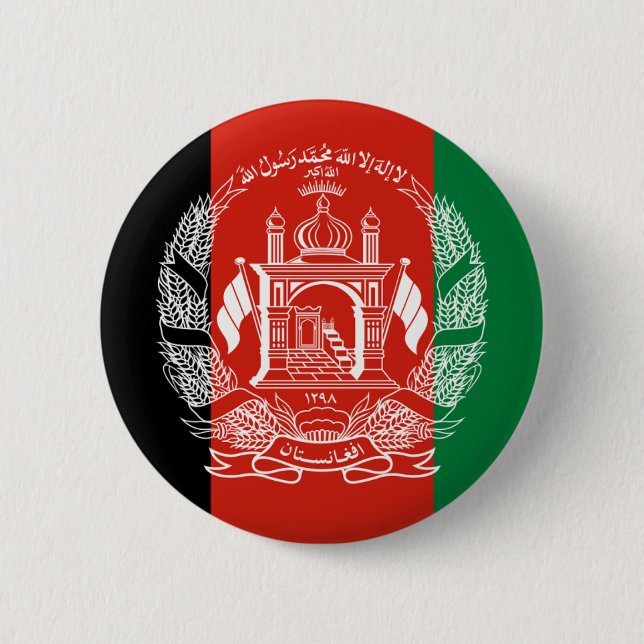 Badge Rond 5 Cm Drapeau de l'Afghanistan - adoption en 2013 (Devant)