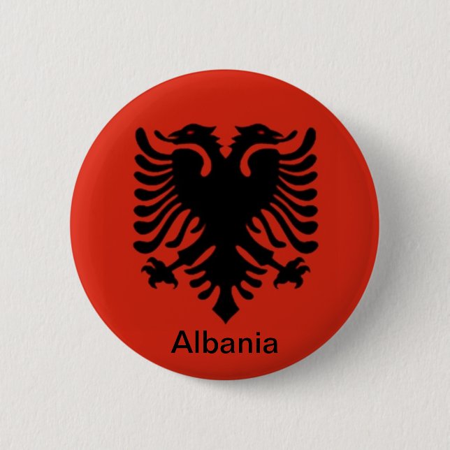 Badge Rond 5 Cm Drapeau de l'Albanie (Devant)