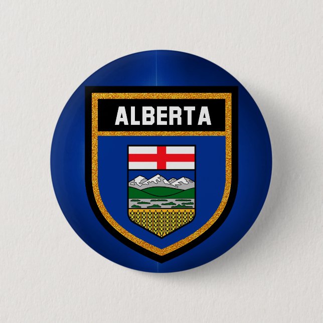 Badge Rond 5 Cm Drapeau de l'Alberta (Devant)