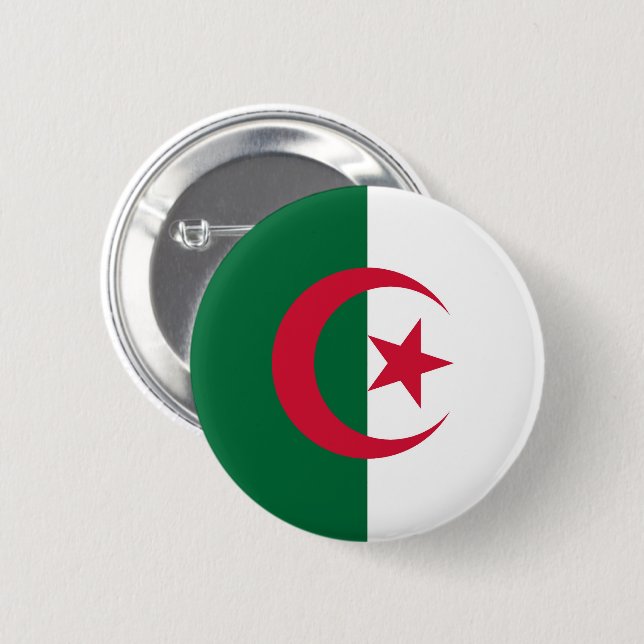 Badge Rond 5 Cm Drapeau de l'Algérie  (Devant & derrière)