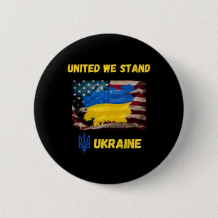 Badge Rond 5 Cm Drapeau de l'amitié américano-ukrainienne Unis nou