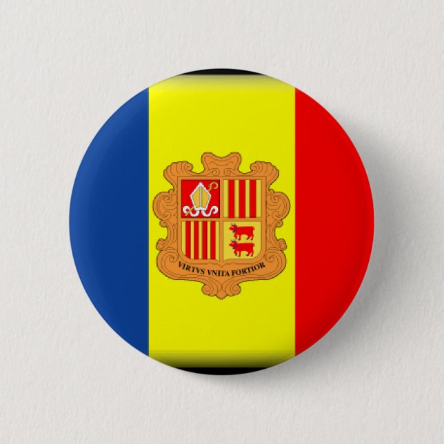 Badge Rond 5 Cm Drapeau de l'Andorre (Devant)
