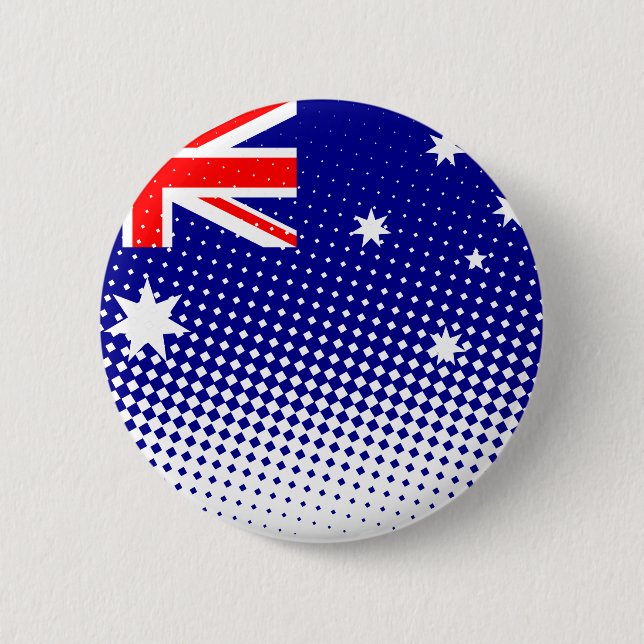 Badge Rond 5 Cm Drapeau De L'Australie Avec Effet Halftone (Devant)