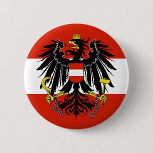 Badge Rond 5 Cm Drapeau de l'Autriche avec armoiries