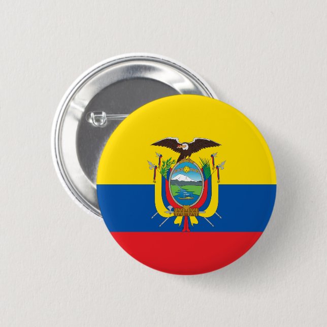 Badge Rond 5 Cm Drapeau de l'Équateur (Devant & derrière)