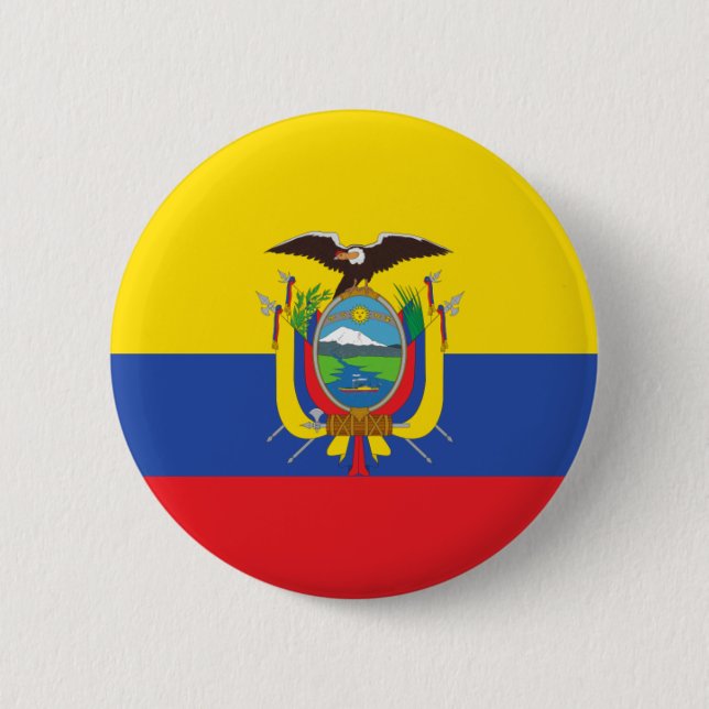 Badge Rond 5 Cm Drapeau de l'Équateur (Devant)
