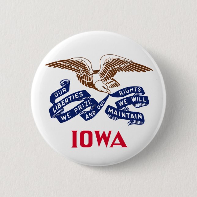 Badge Rond 5 Cm Drapeau de l'État de l'Iowa (Devant)
