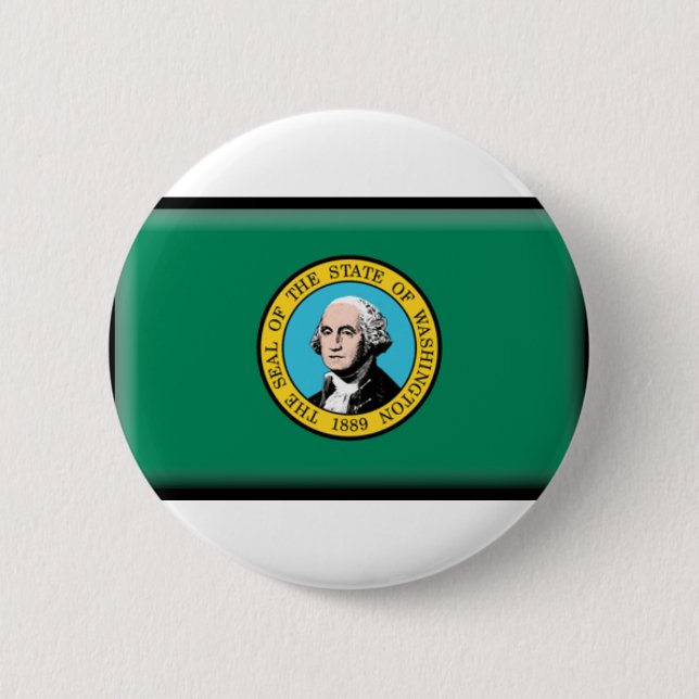 Badge Rond 5 Cm Drapeau de l'état de Washington (Devant)