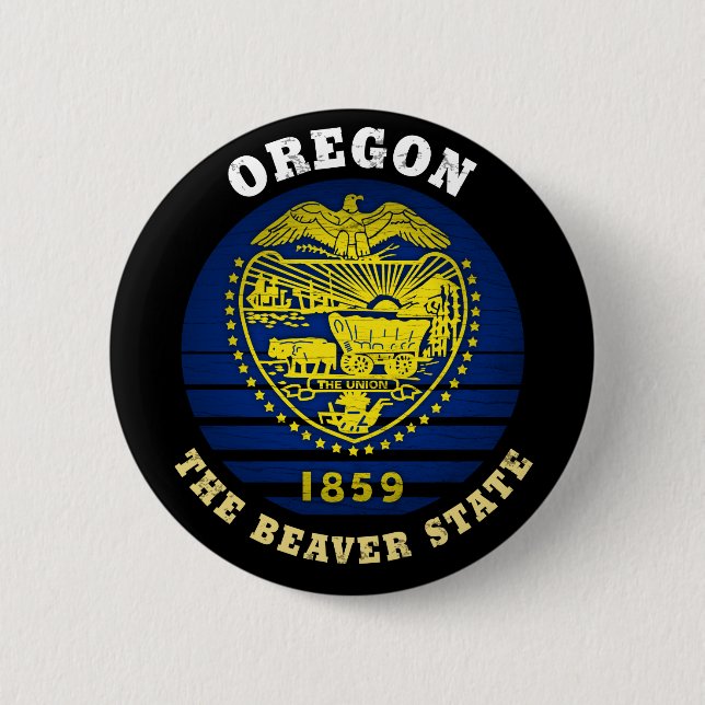 BADGE ROND 5 CM DRAPEAU DE L'ÉTAT DU BEAVER D'OREGON (Devant)