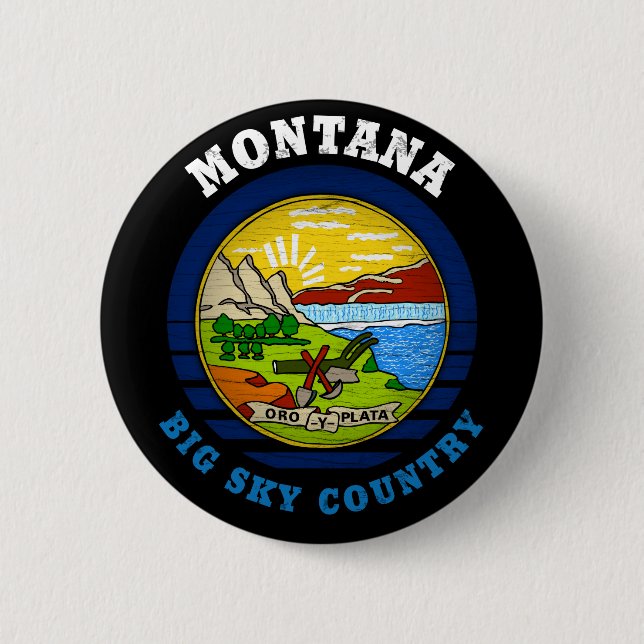 BADGE ROND 5 CM DRAPEAU DE L'ÉTAT DU GRAND CIEL DE MONTANA (Devant)
