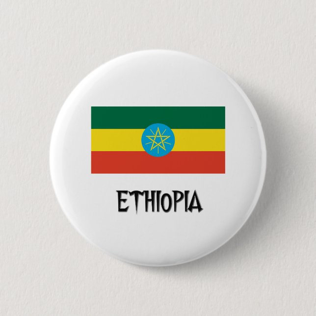 Badge Rond 5 Cm Drapeau de l'Ethiopie (Devant)
